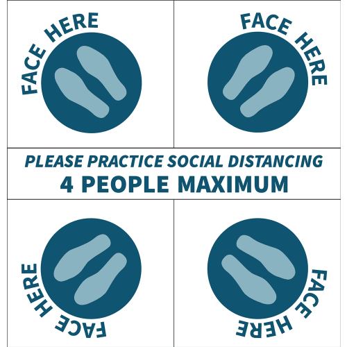 Social Distancing Elevator Floor Decal Kit, 52 in x 54 in, White & Blue